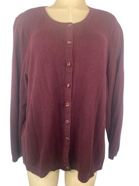 Talbots Long Sleeve Button-Front Maroon Cardigan Sweater Women’s 3Xp